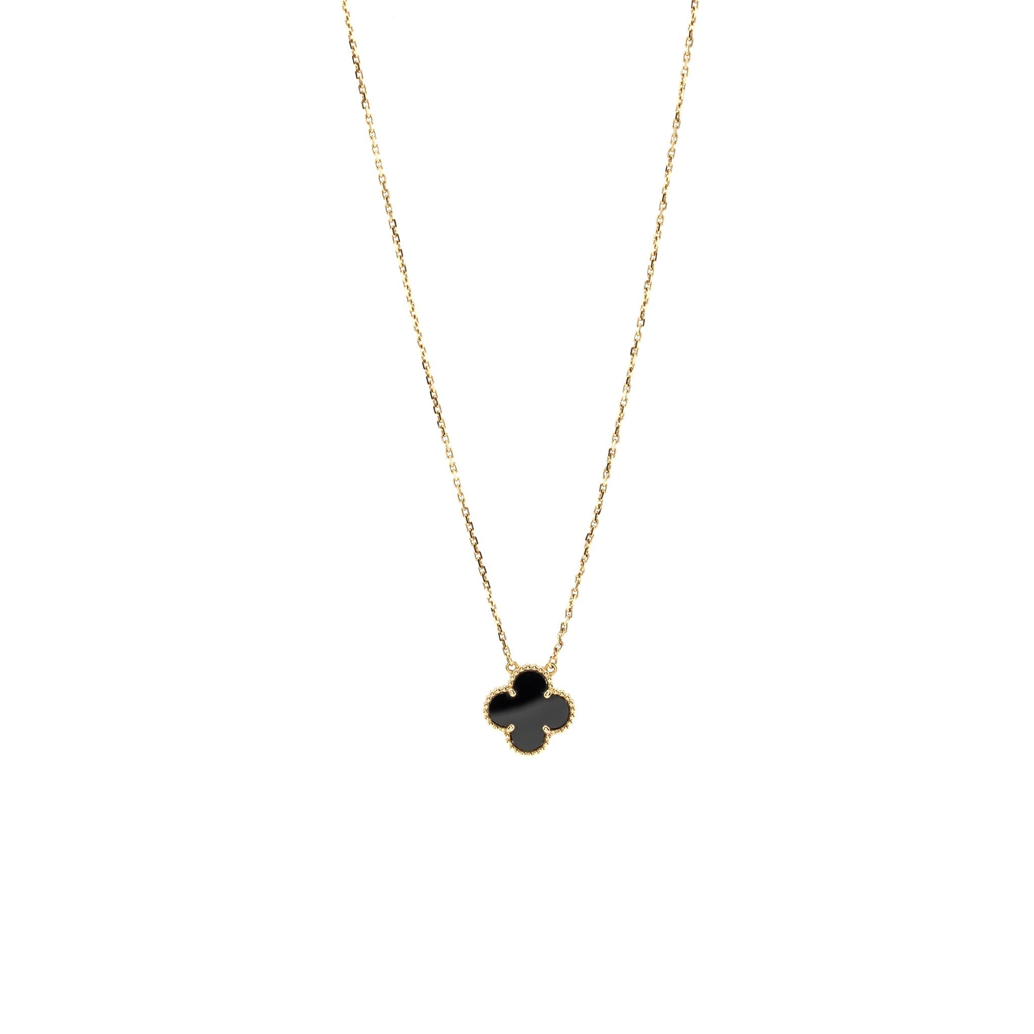 VAN CLEEF & ARPELS VINTAGE ALHAMBRA PENDANT ONYX YELLOW GOLD