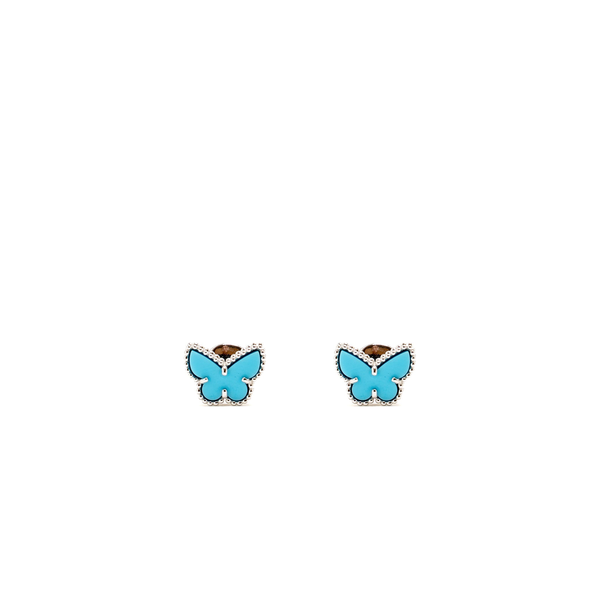 VAN CLEEF & ARPELS SWEET ALHAMBRA BUTTERFLY EARSTUDS WHITE GOLD, TURQUOISE