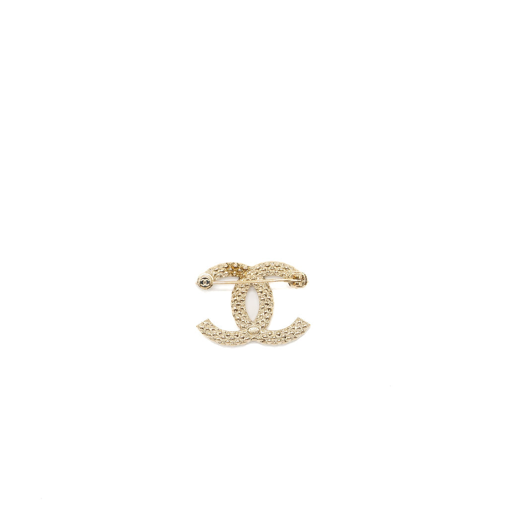 CHANEL CC LOGO BROOCH METAL/STRASS SILVER TONE