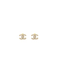 CHANEL CC LOGO EARRINGS WITH PEARL LIGHT GOLD TONE