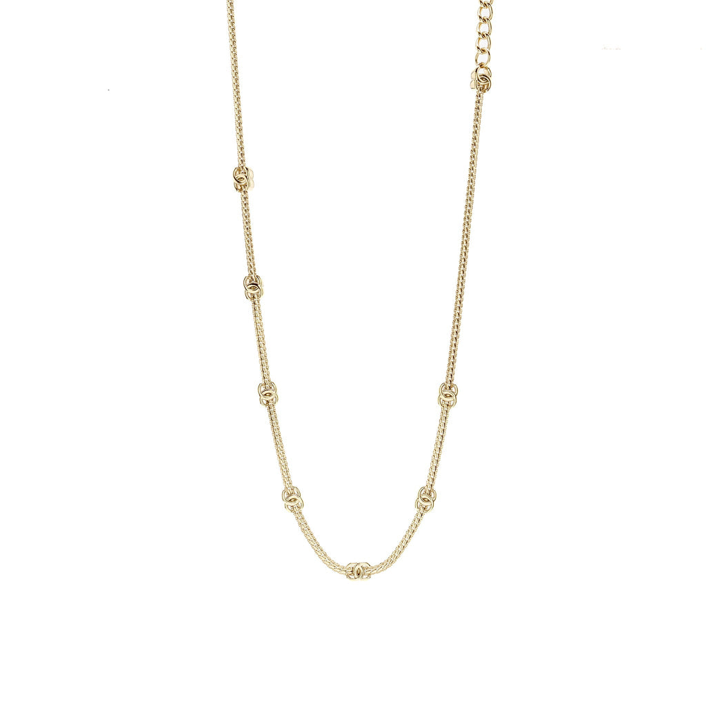 CHANEL CC LOGO NECKLACE LIGHT GOLD TONE