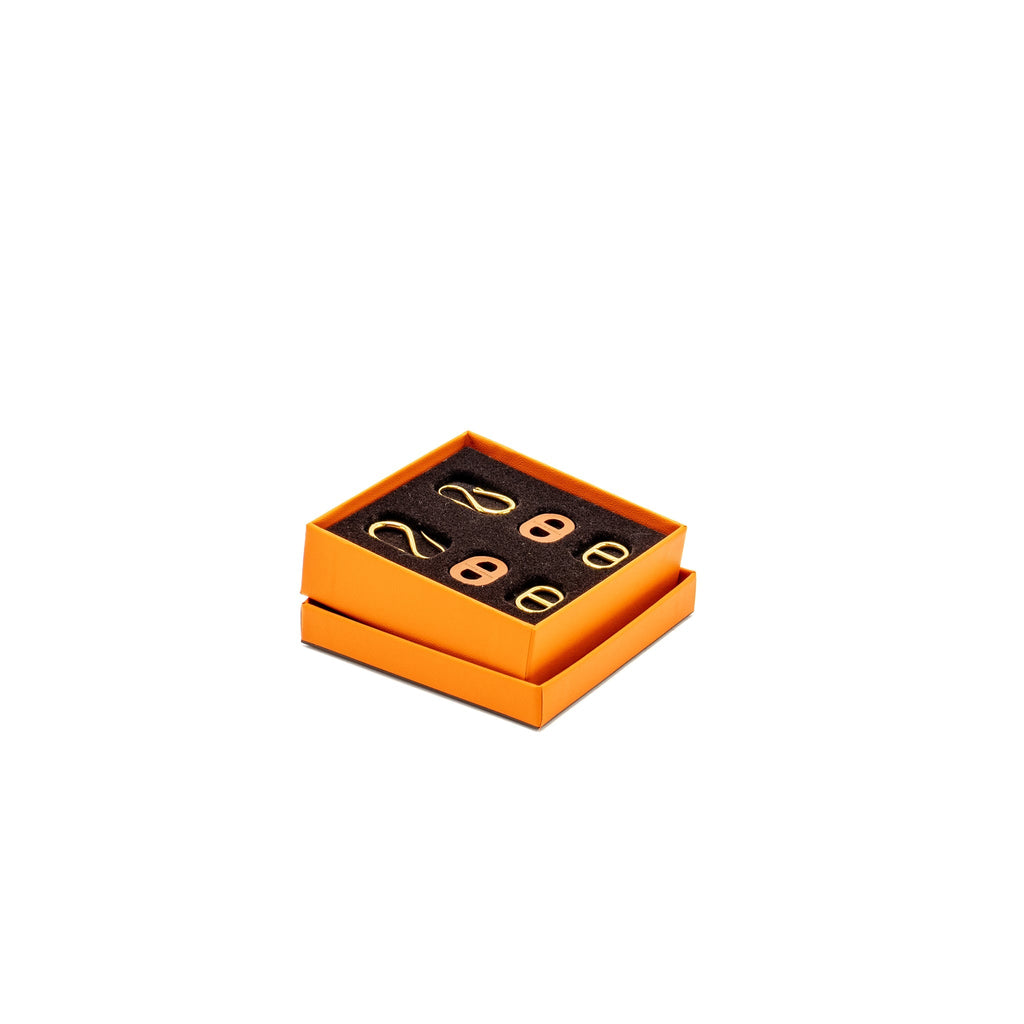 HERMES O’MAILLON EARRINGS CALFSKIN/ GOLD TONE