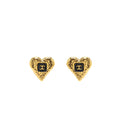 CHANEL 23K GIANT HEART SHAPE EARRINGS GOLD TONE