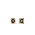 CHANEL CC LOGO SQUARE EARRINGS RED/GOLD TONE
