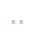 CHANEL CC LOGO EARRINGS PEARL/CRYSTAL LIGHT GOLD TONE