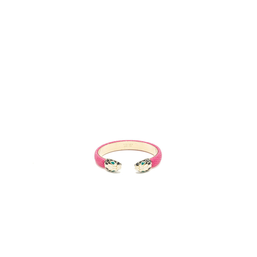 BVLGARI SERPENTI FOREVER BRACELET PINK/ GALUCHAT LIGHT GOLD TONE