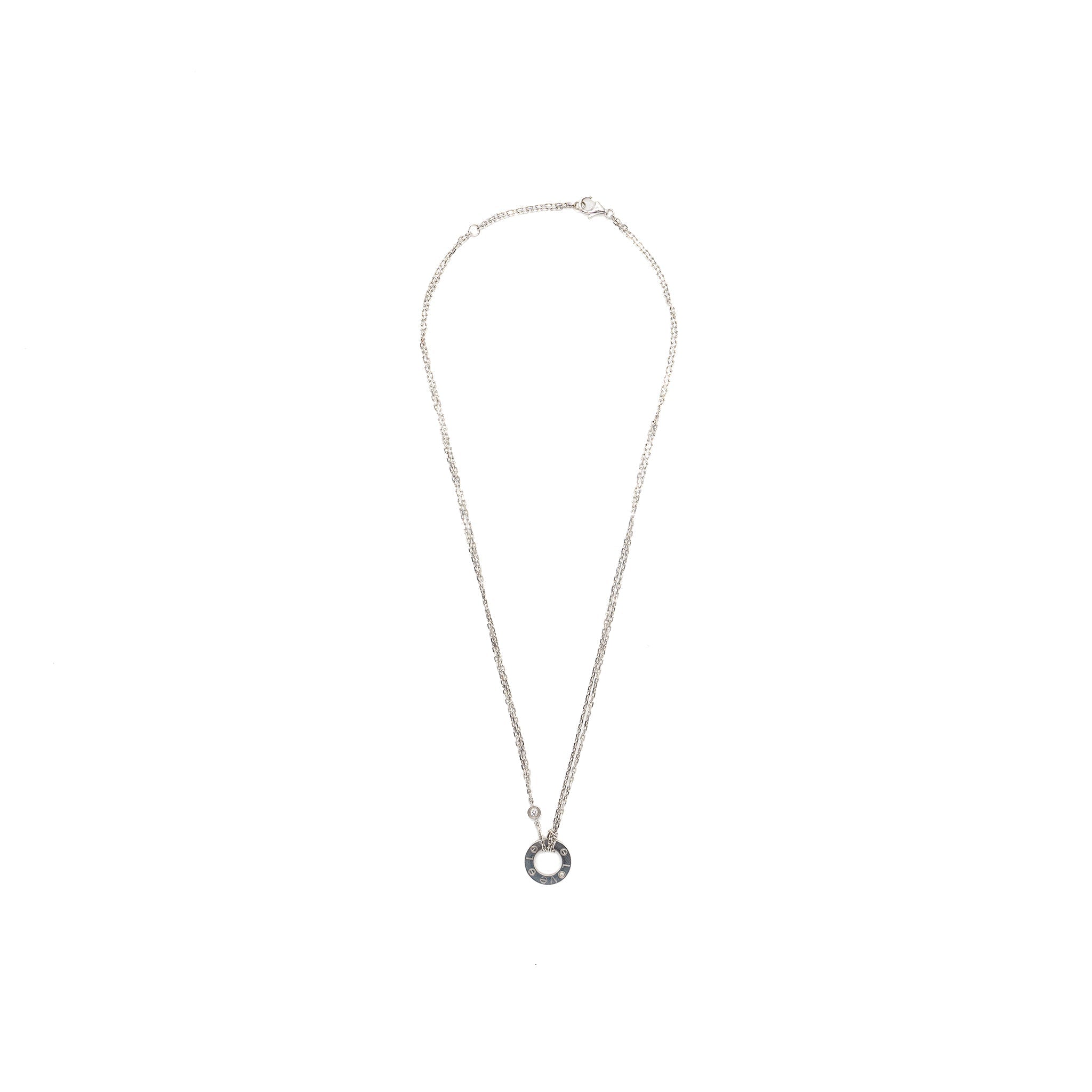 CARTIER LOVE NECKLACE WHITE GOLD WITH 2 DIAMONDS