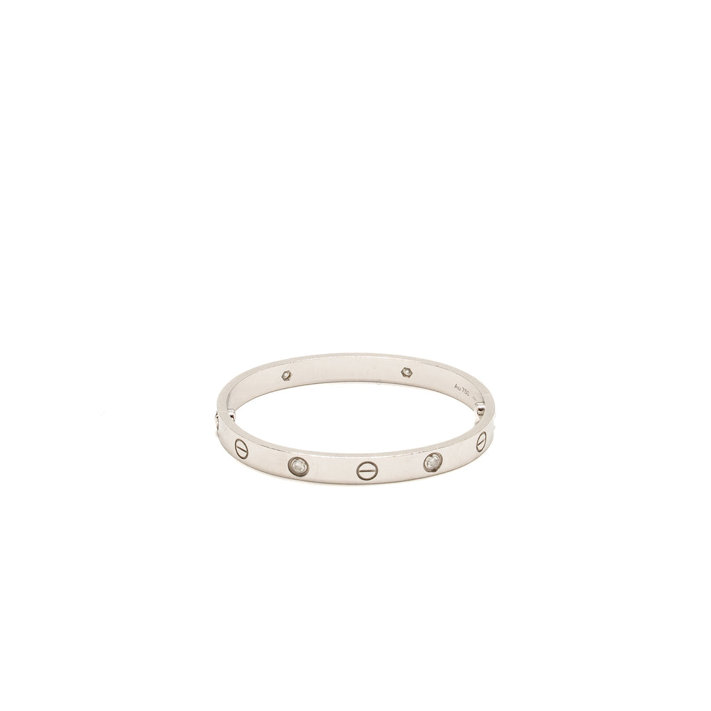 CARTIER LOVE BRACELET WHITE GOLD WITH 4 DIAMONDS