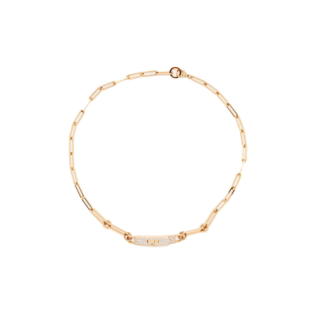 HERMES KELLY CHAINE DOUBLE BRACELET ROSE GOLD,DIAMONDS