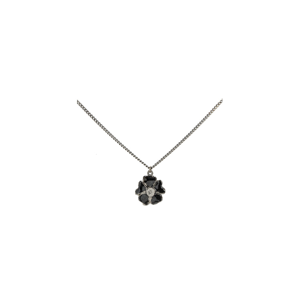 CHANEL FLOWER NECKLACE WITH CC LOGO BLACK RUTHENIUM HARDWARE