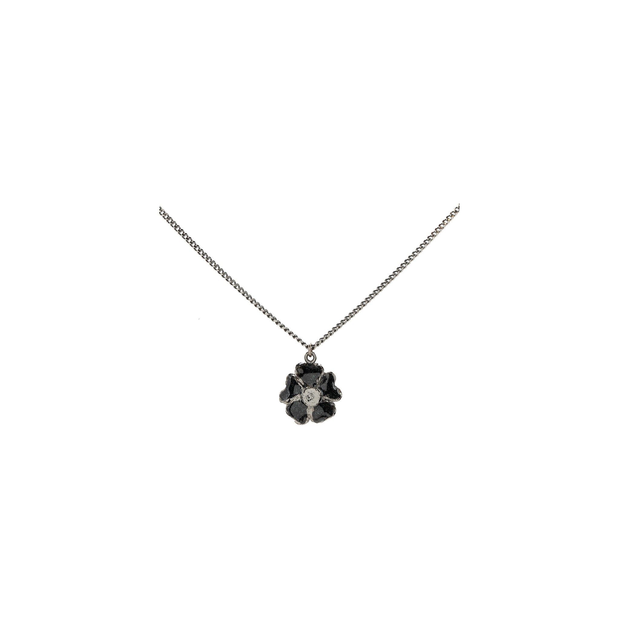 CHANEL FLOWER NECKLACE WITH CC LOGO BLACK RUTHENIUM HARDWARE