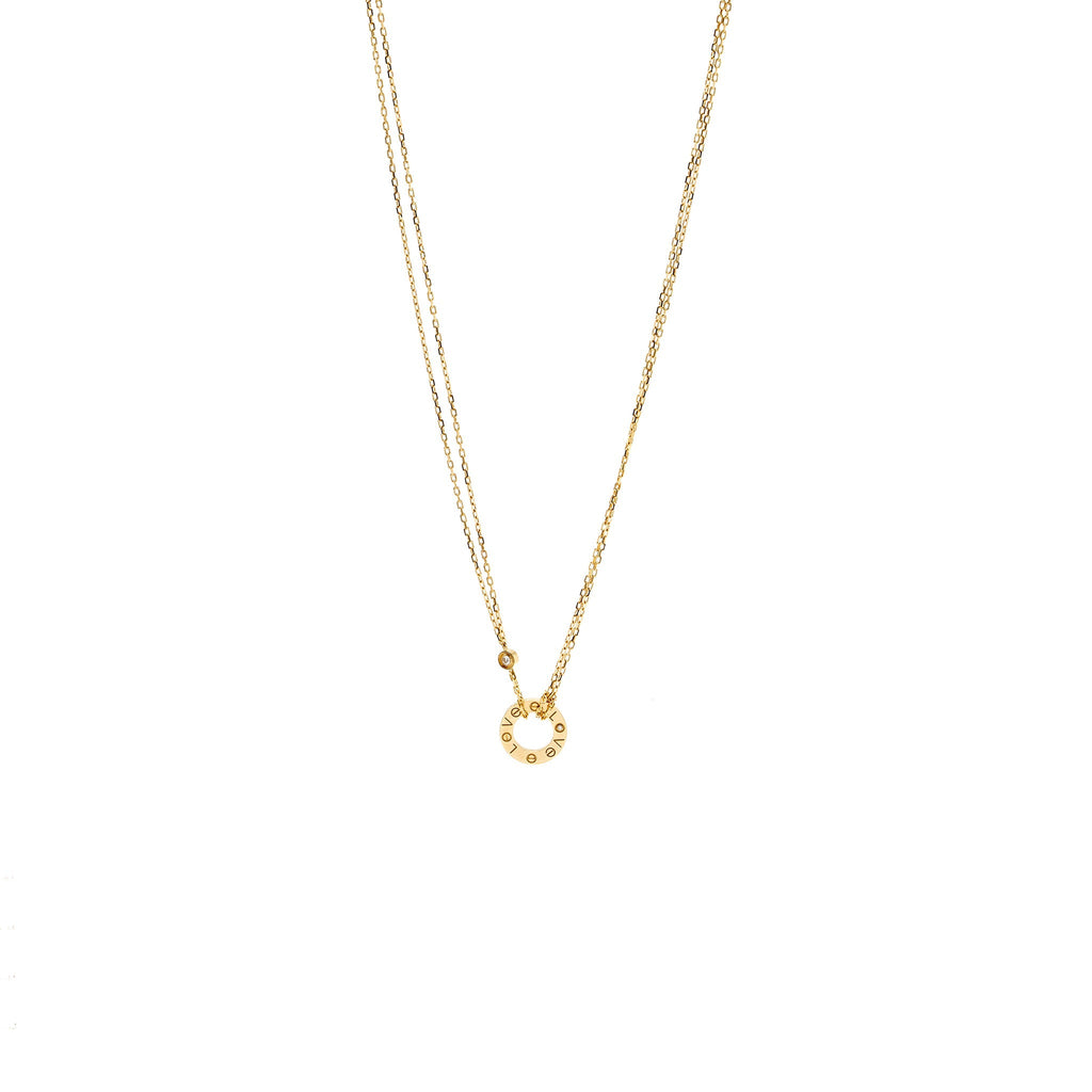 CARTIER LOVE NECKLACE YELLOW GOLD, 2 DIAMONDS