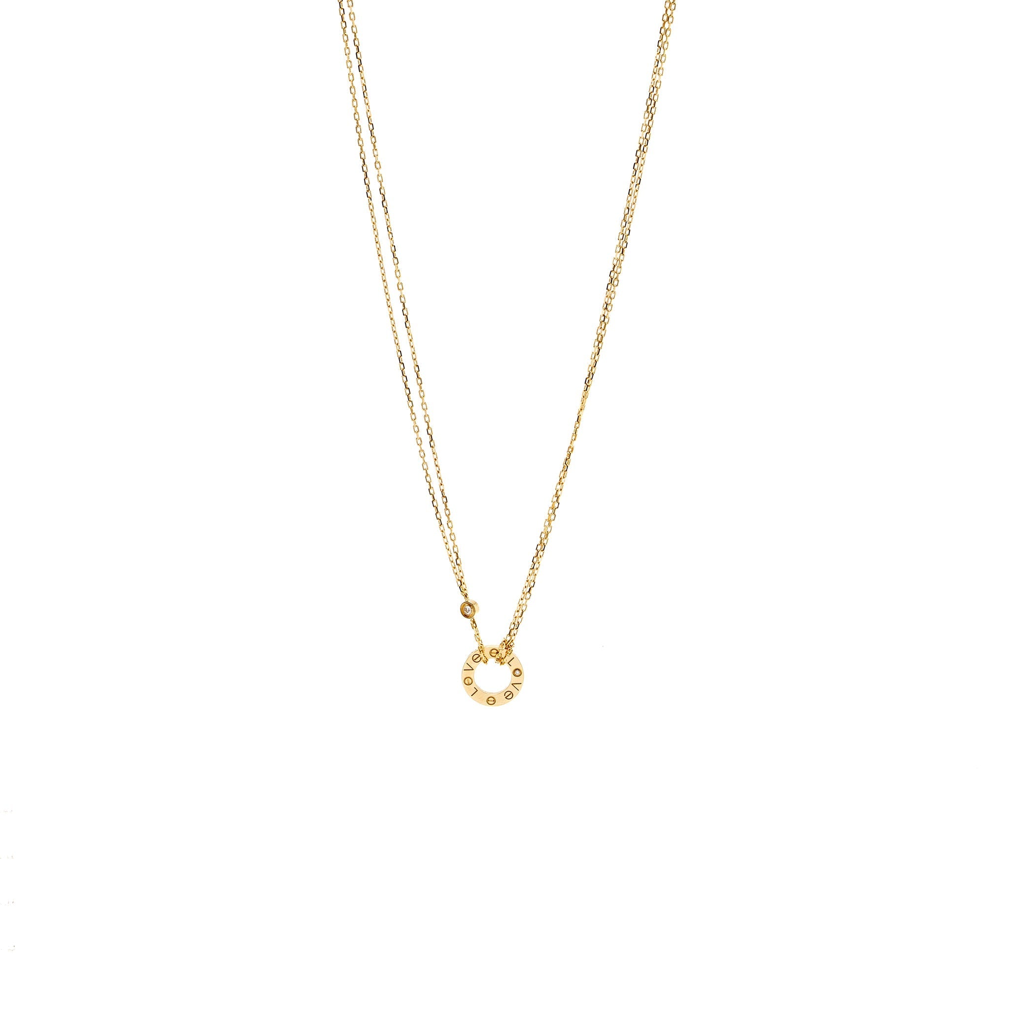 CARTIER LOVE NECKLACE YELLOW GOLD, 2 DIAMONDS