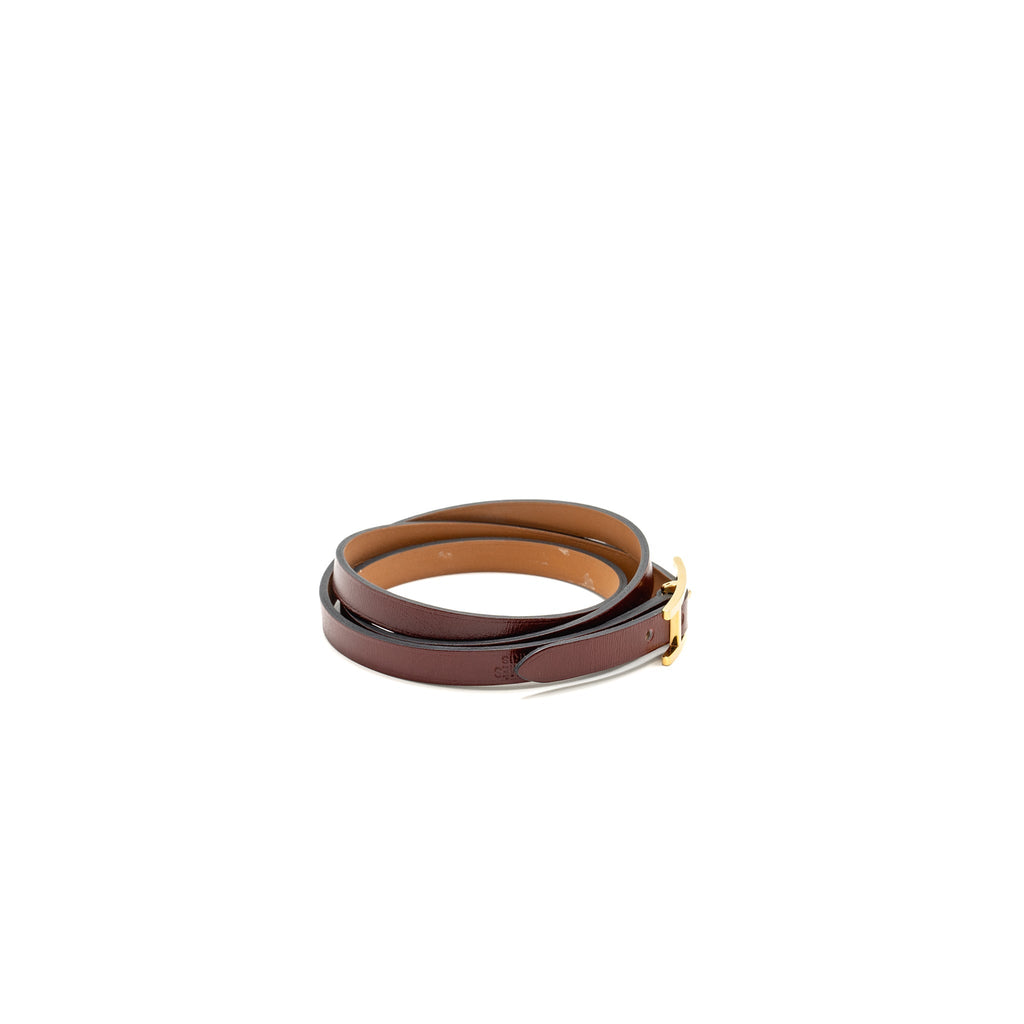 HERMES BEHAPI TRIPLE TOUR BRACELET RED GHW STAMP SQUARE Q