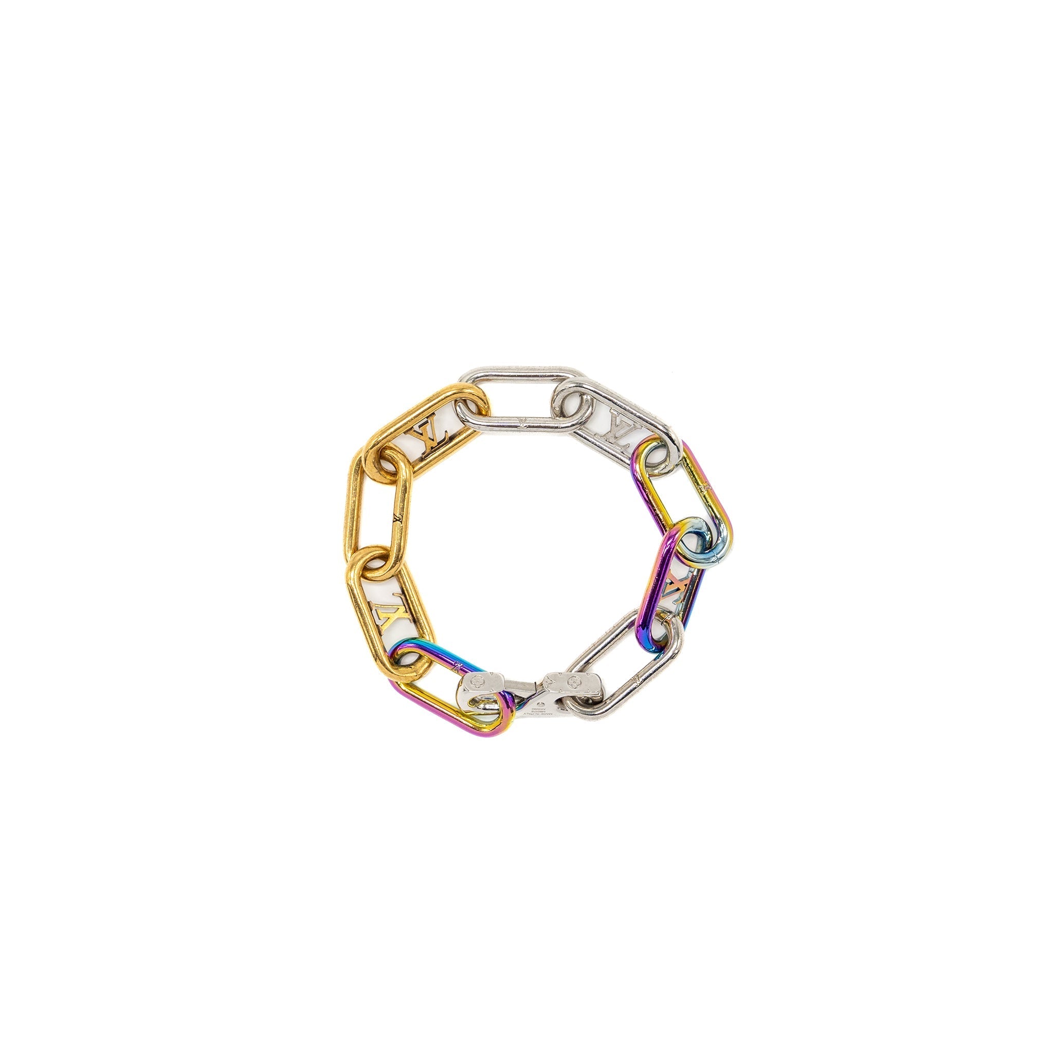 LOUIS VUITTON BRASSERIE SIGNATURE CHAIN METAL BRACELET GOLD/SILVER RAINBOW TONE