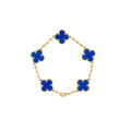 VAN CLEEF & ARPELS VINTAGE ALHAMBRA BRACELET 5 MOTIFS AGATE YELLOW GOLD