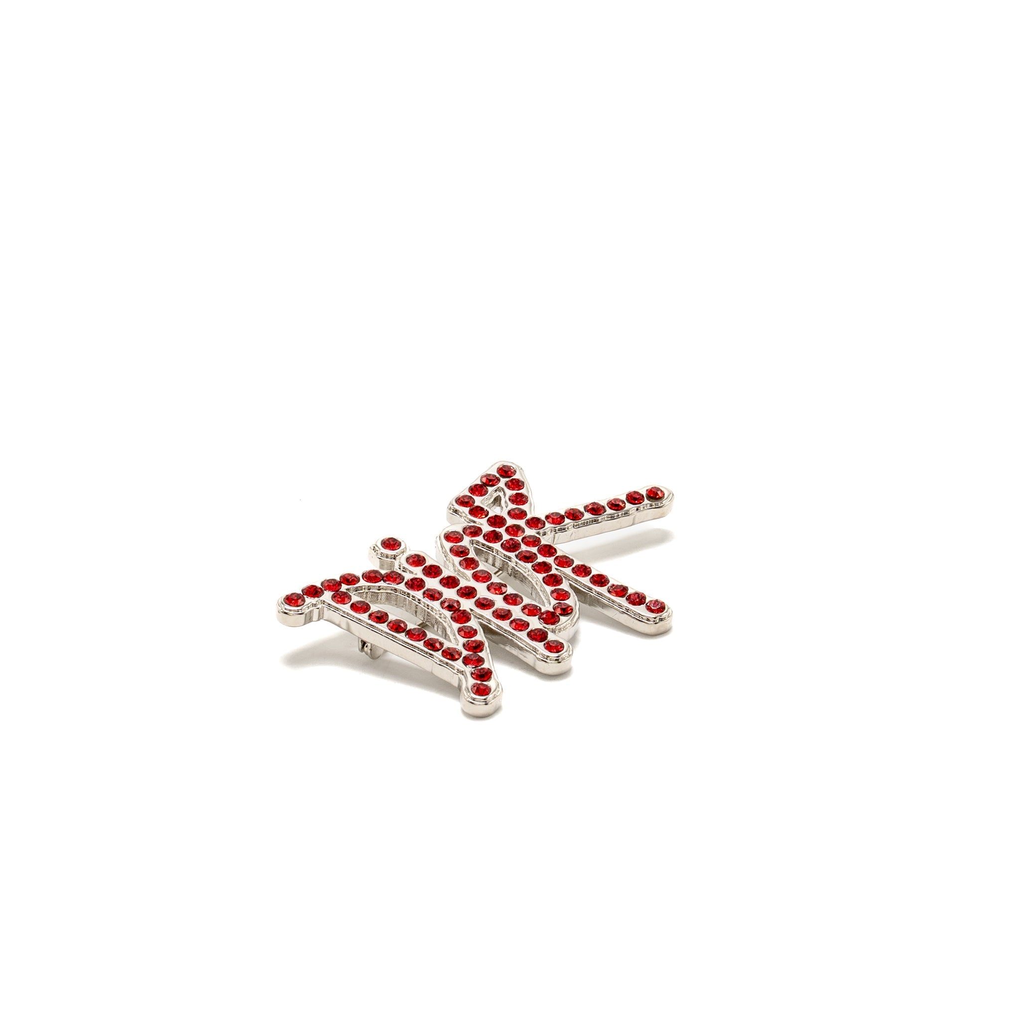 DIOR X SHAWN STUSSY CRYSTAL LOGO BROOCH RED SHW