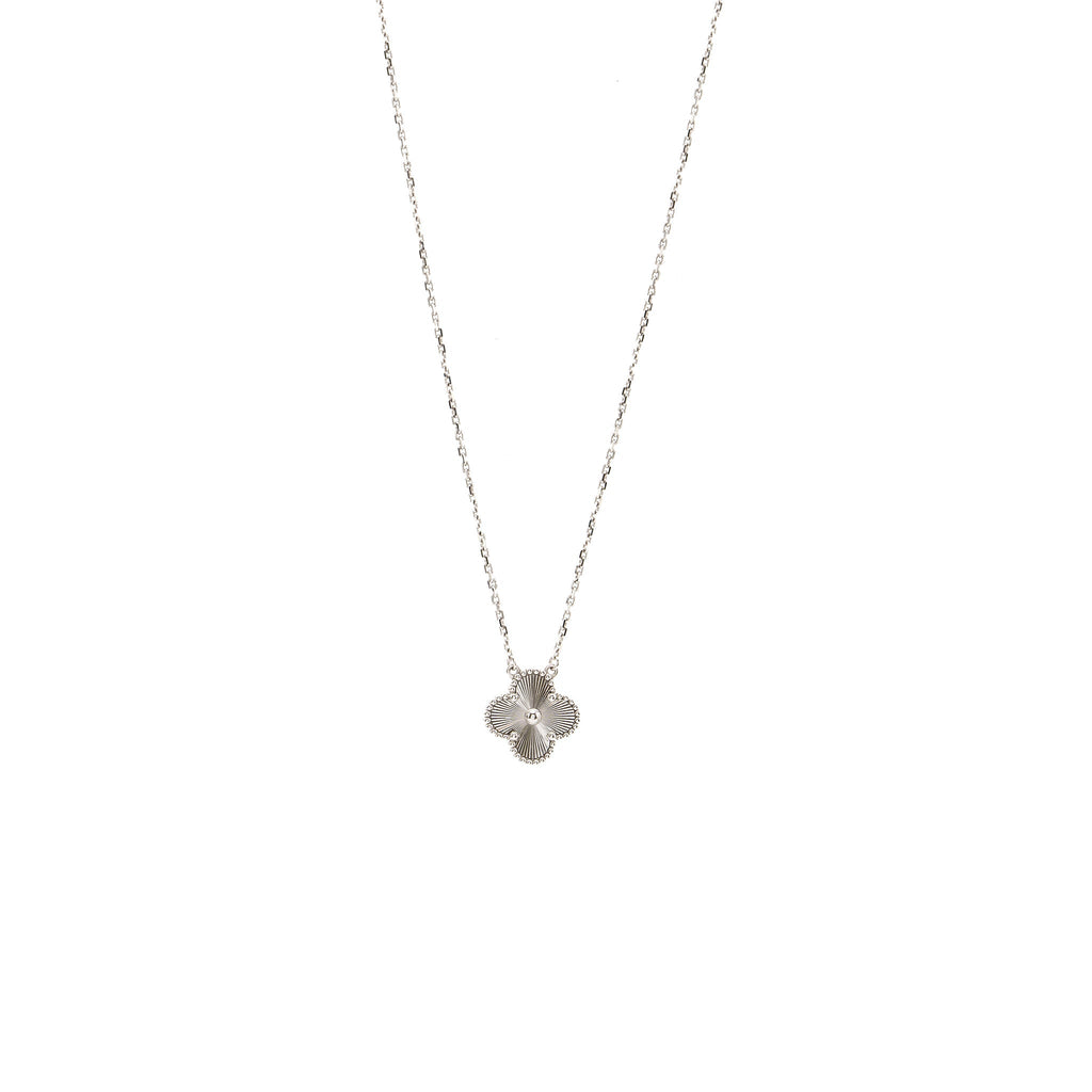 VAN CLEEF AND ARPELS VINTAGE ALHAMBRA NECKLACE 18K WHITE GOLD