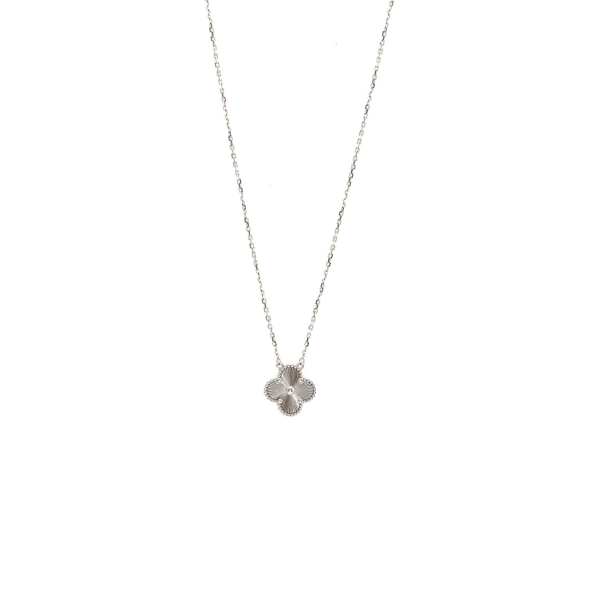 VAN CLEEF AND ARPELS VINTAGE ALHAMBRA NECKLACE 18K WHITE GOLD
