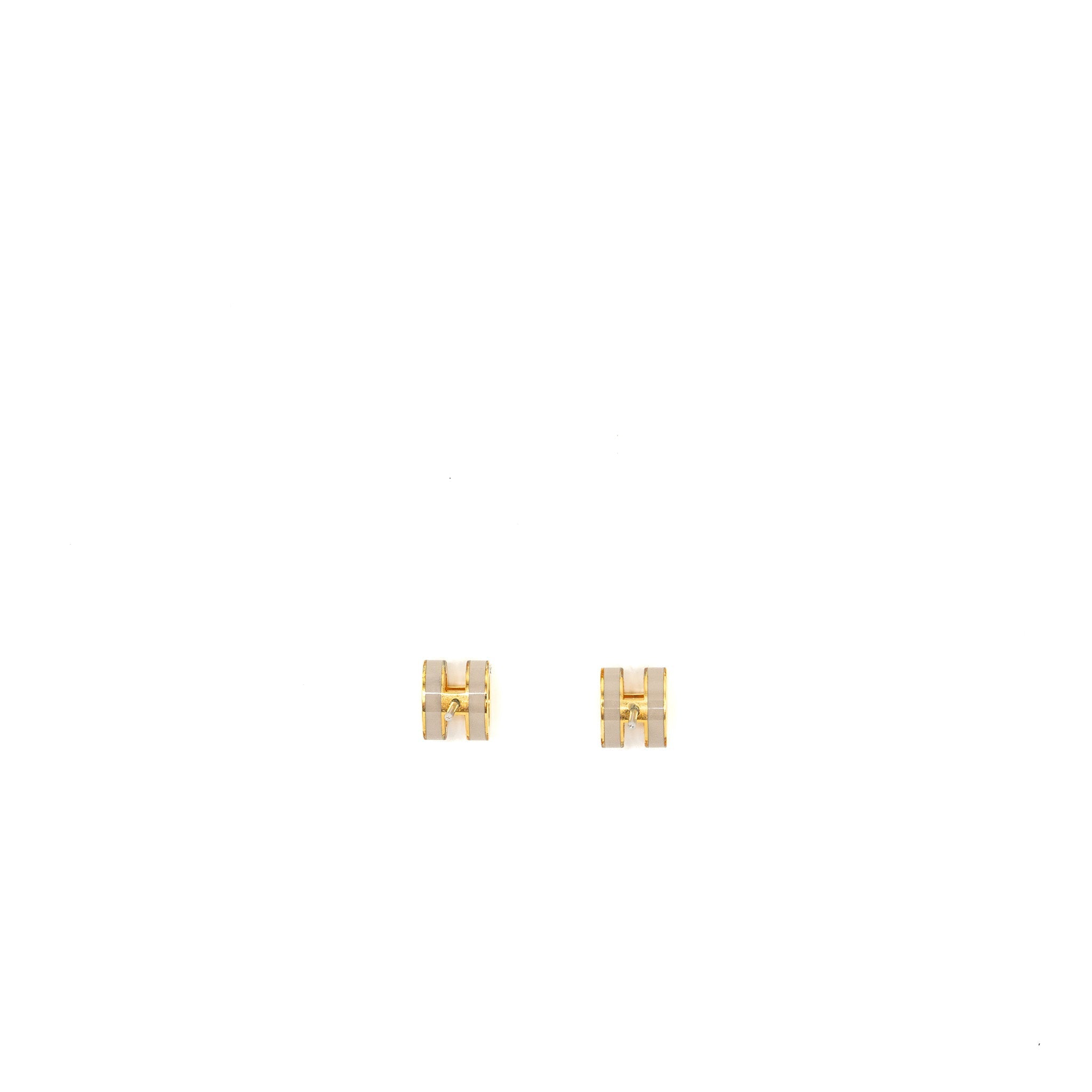 HERMES MINI POP H EARRINGS MARRON GLACE GHW