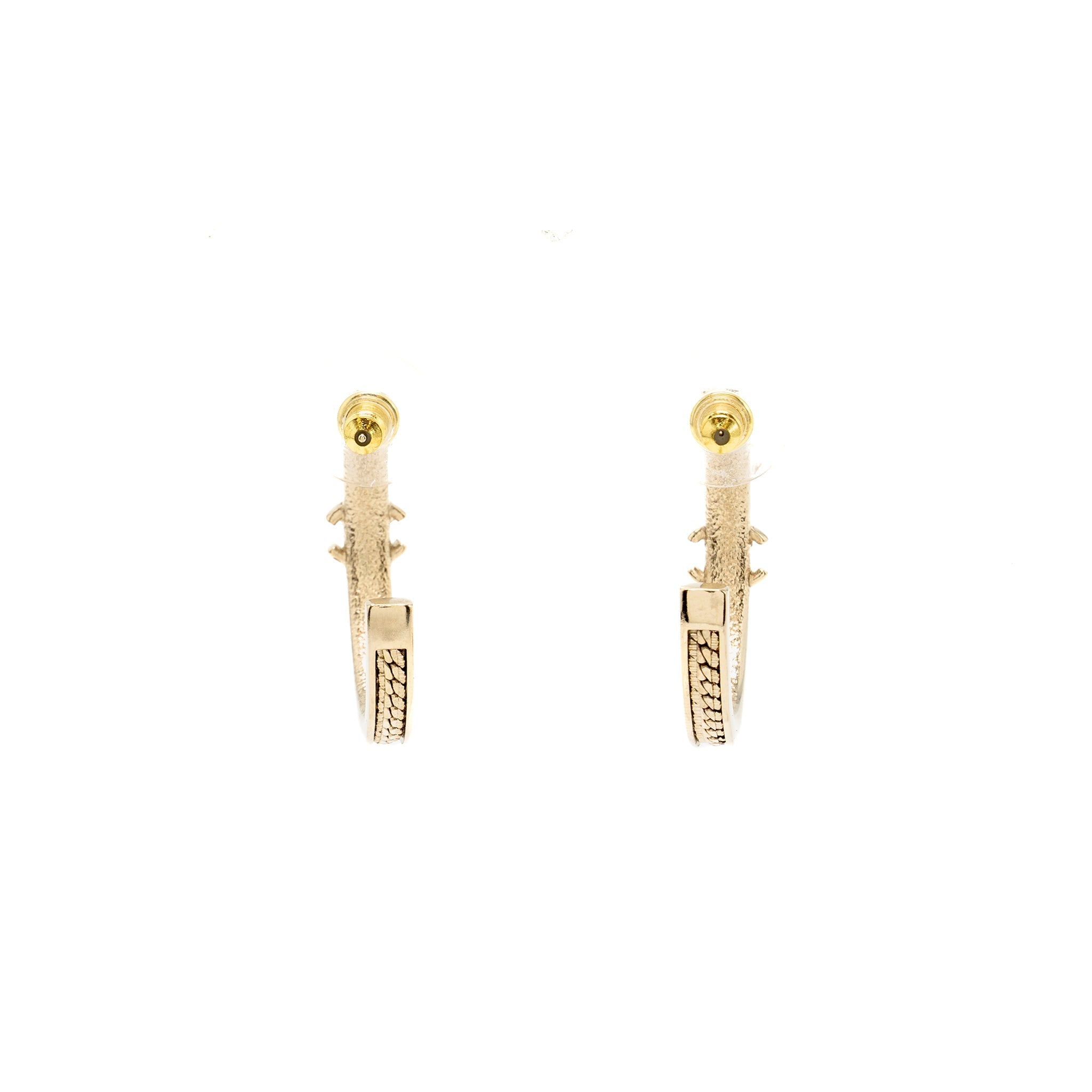 CHANEL CC HOOP EARRINGS LIGHT GOLD TONE