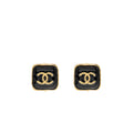 CHANEL SQUARE CC LOGO EAR CLIPS GOLD TONE