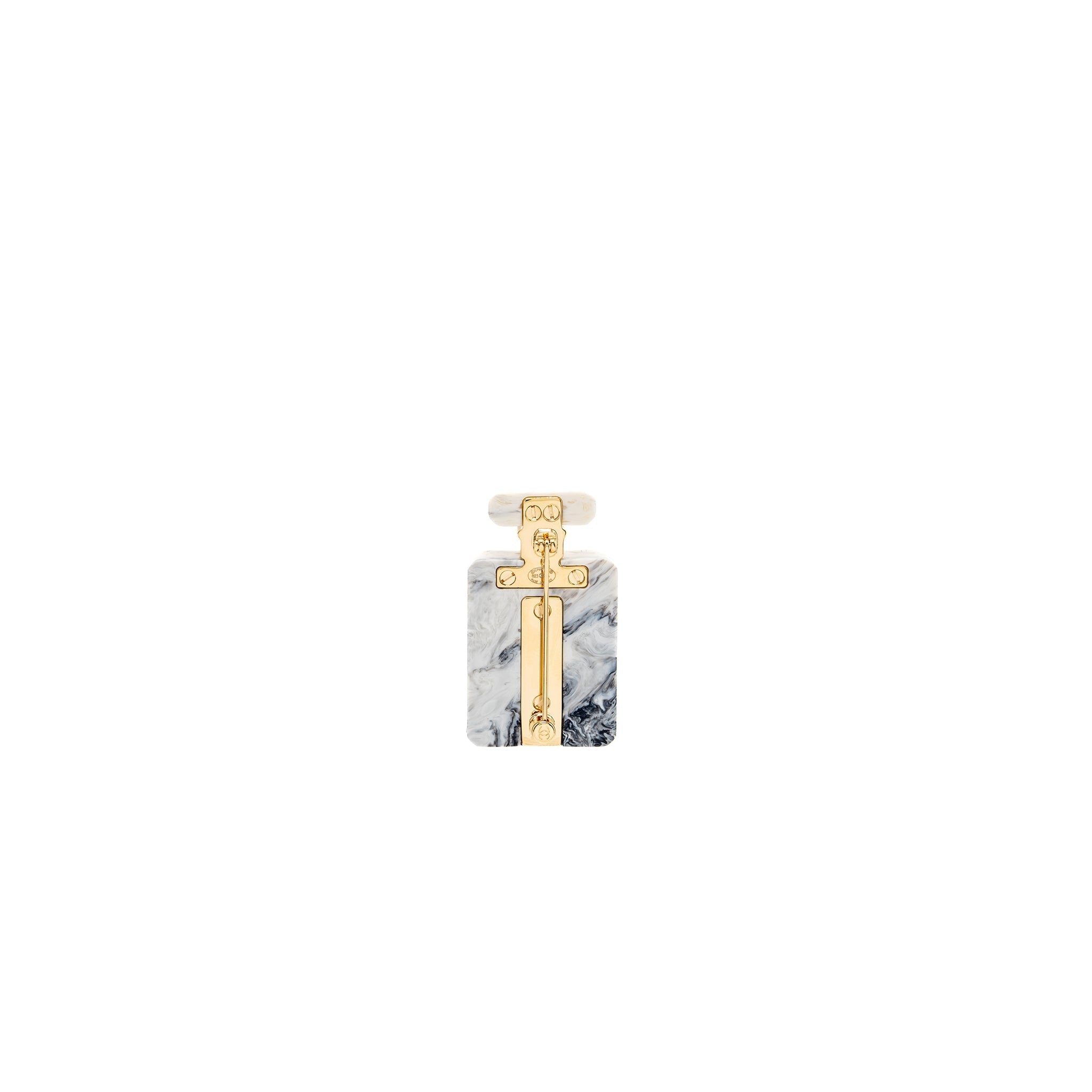 CHANEL PERFUME BOTTLE BROOCH WHITE/MULTICOLOUR GOLD TONE