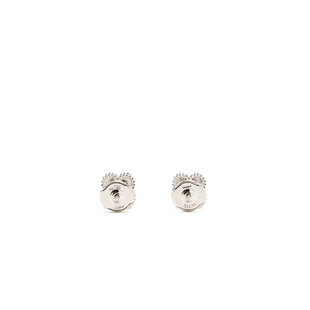 VAN CLEEF & ARPELS SWEET ALHAMBRA EARSTUDS EARRINGS, WHITE GOLD / TURQUOISE