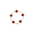 VAN CLEEF & ARPELS VINTAGE ALHAMBRA 5- MOTIF BRACELET CARNELIAN YELLOW GOLD