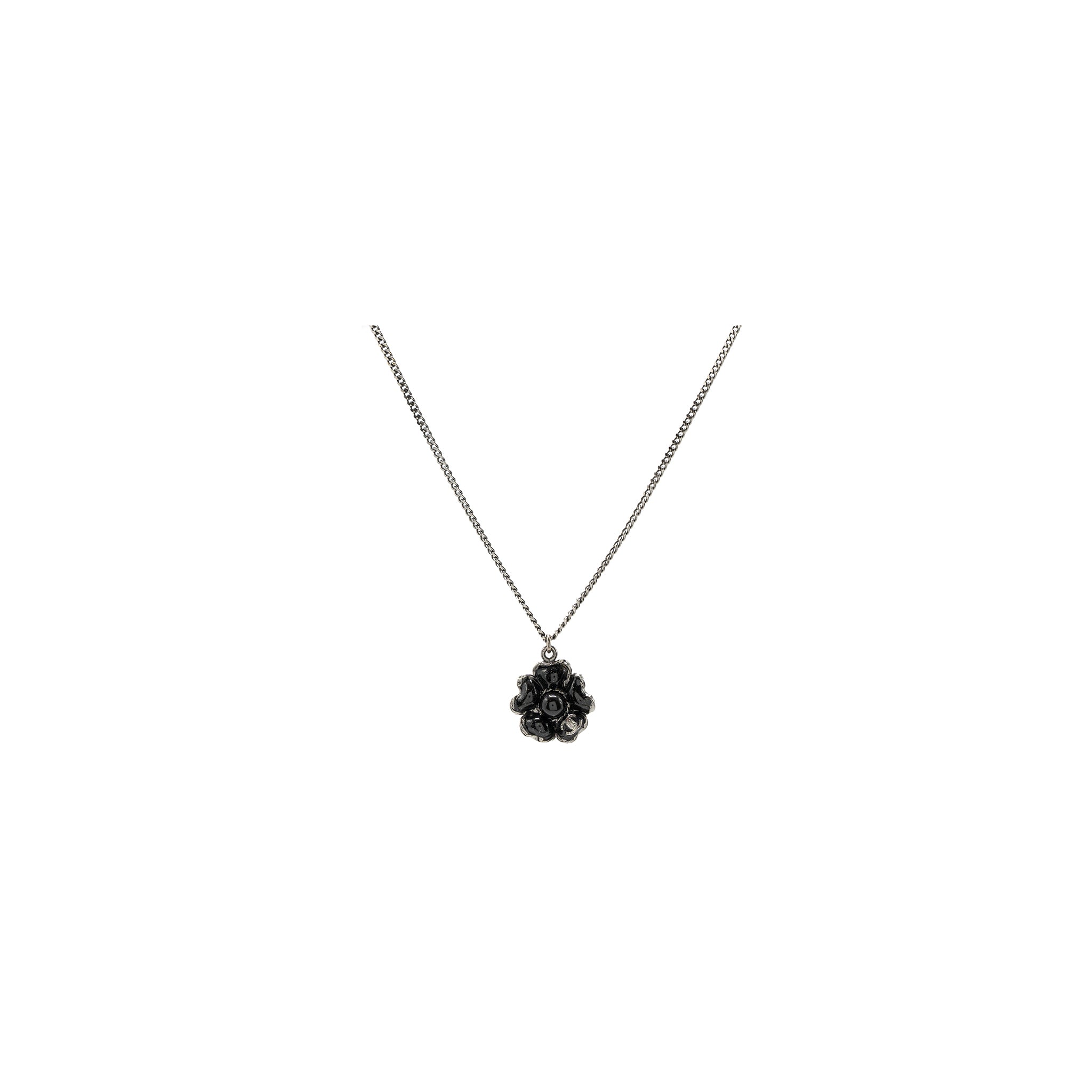 CHANEL FLOWER NECKLACE WITH CC LOGO BLACK RUTHENIUM HARDWARE