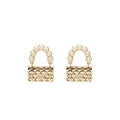 CHANEL CLASSIC FLAP BAG DROP EARRINGS PEARL LIGHT GOLD TONE