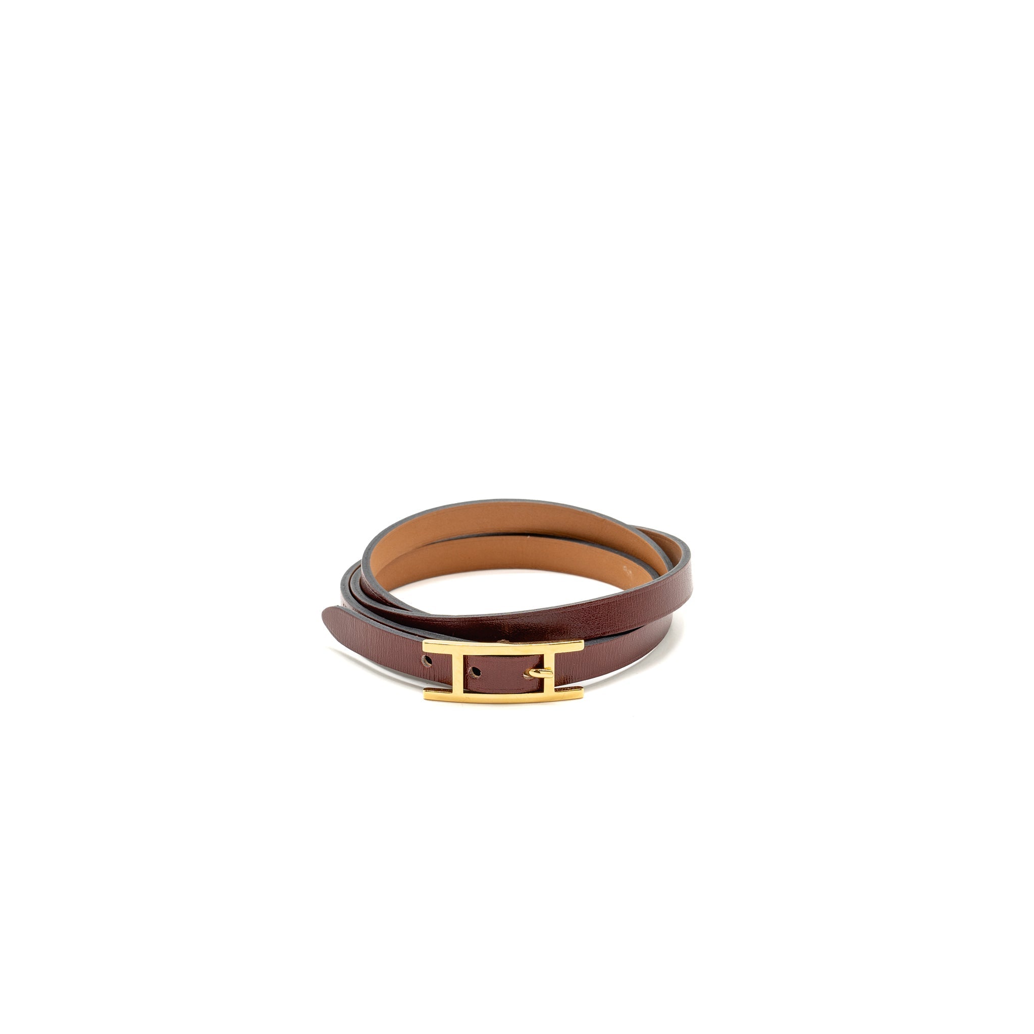 HERMES BEHAPI TRIPLE TOUR BRACELET RED GHW STAMP SQUARE Q