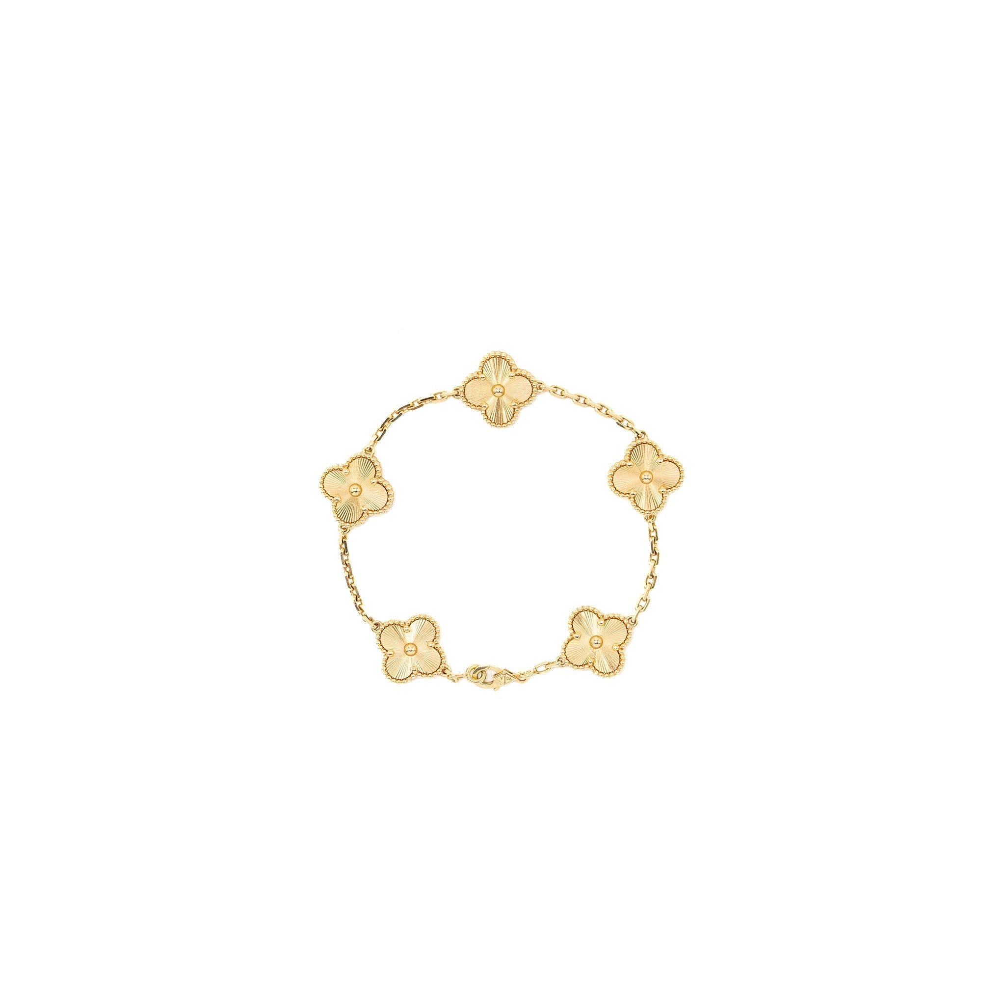 VAN CLEEF & ARPELS VINTAGE ALHAMBRA BRACELET, 5 MOTIF 18K YELLOW GOLD