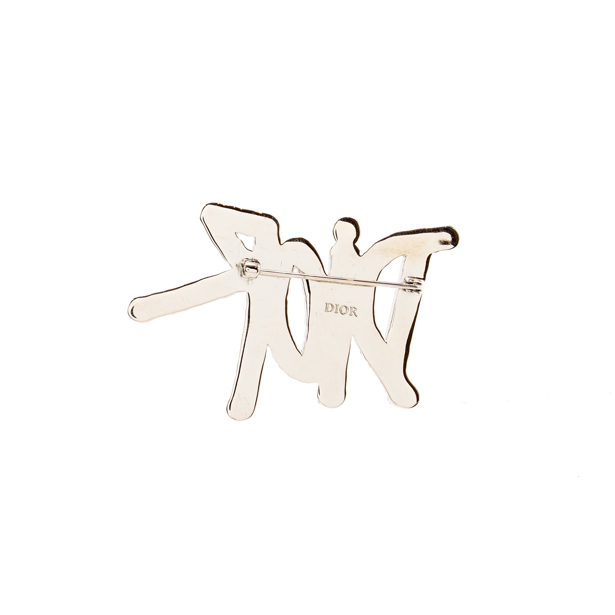 DIOR X SHAWN STUSSY CRYSTAL LOGO BROOCH RED SHW