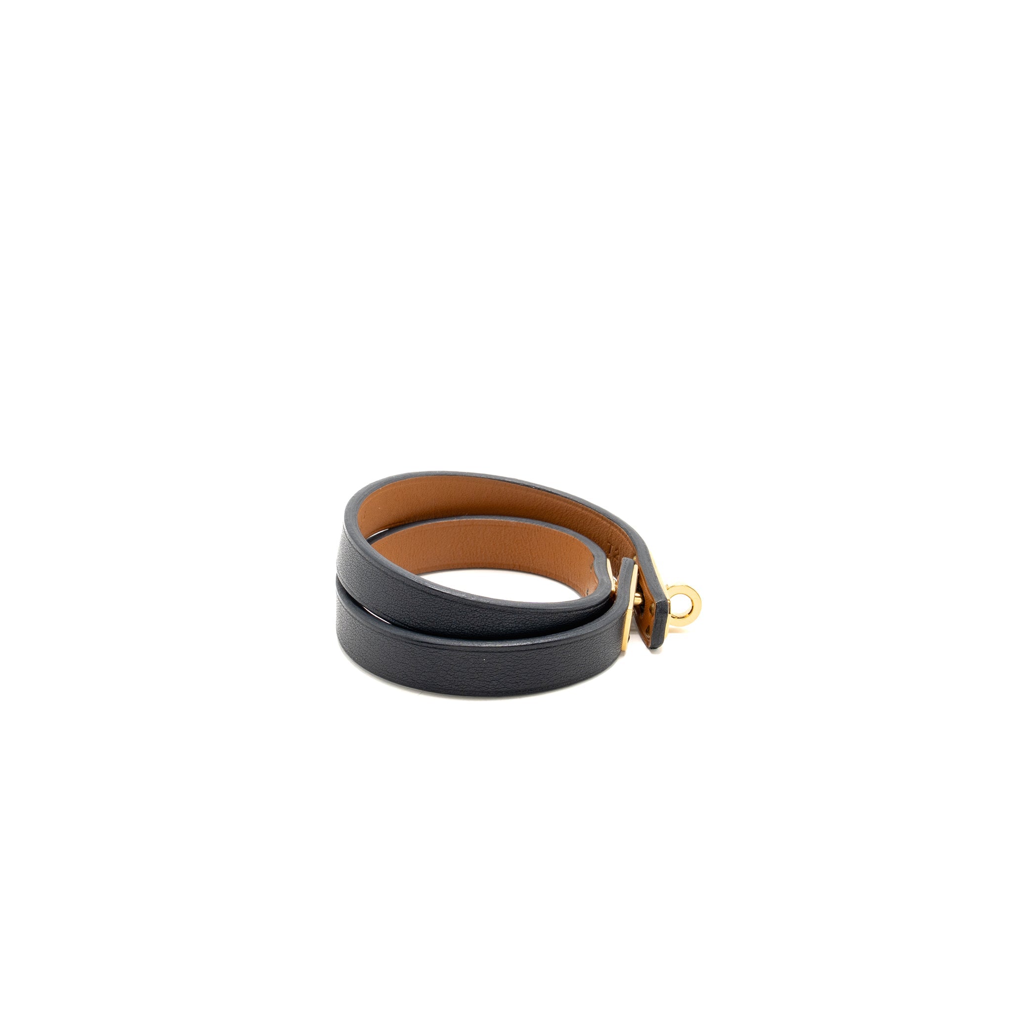 HERMES SIZE T2 MINI KELLY DOUBLE TOUR BRACELET SWIFT BLACK GHW STAMP Z