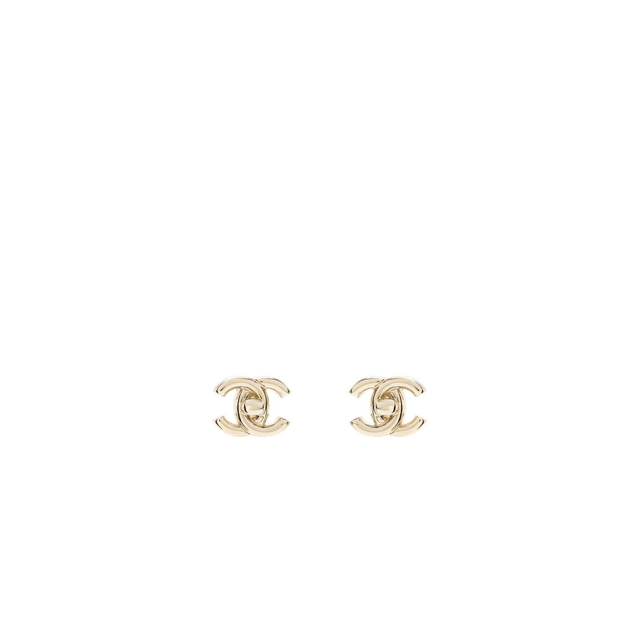 CHANEL CLASSIC CC LOGO EARRING LIGHT GOLD TONE