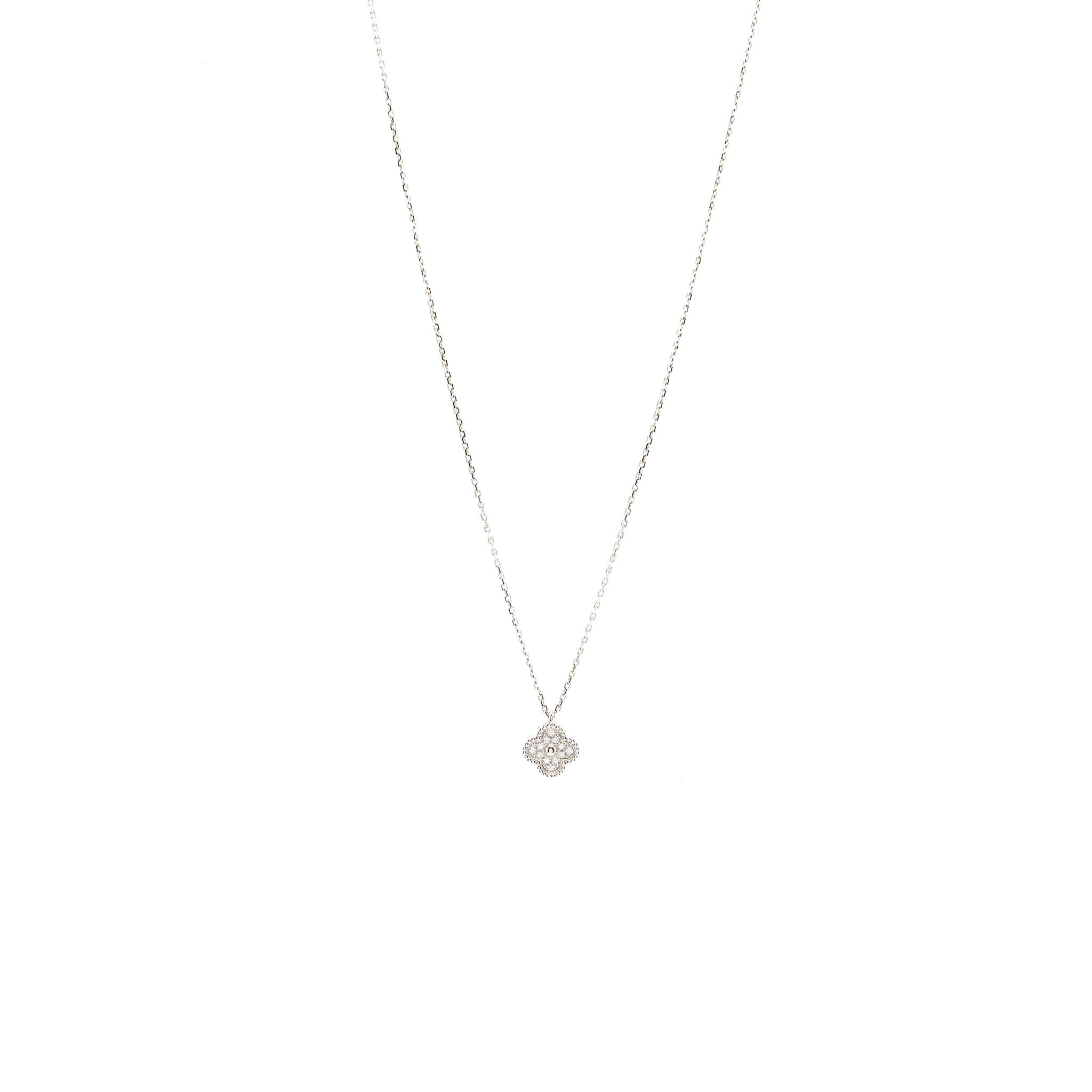 VAN CLEEF & ARPELS SWEET ALHAMBRA PENDANT 18K WHITE GOLD/DIAMONDS