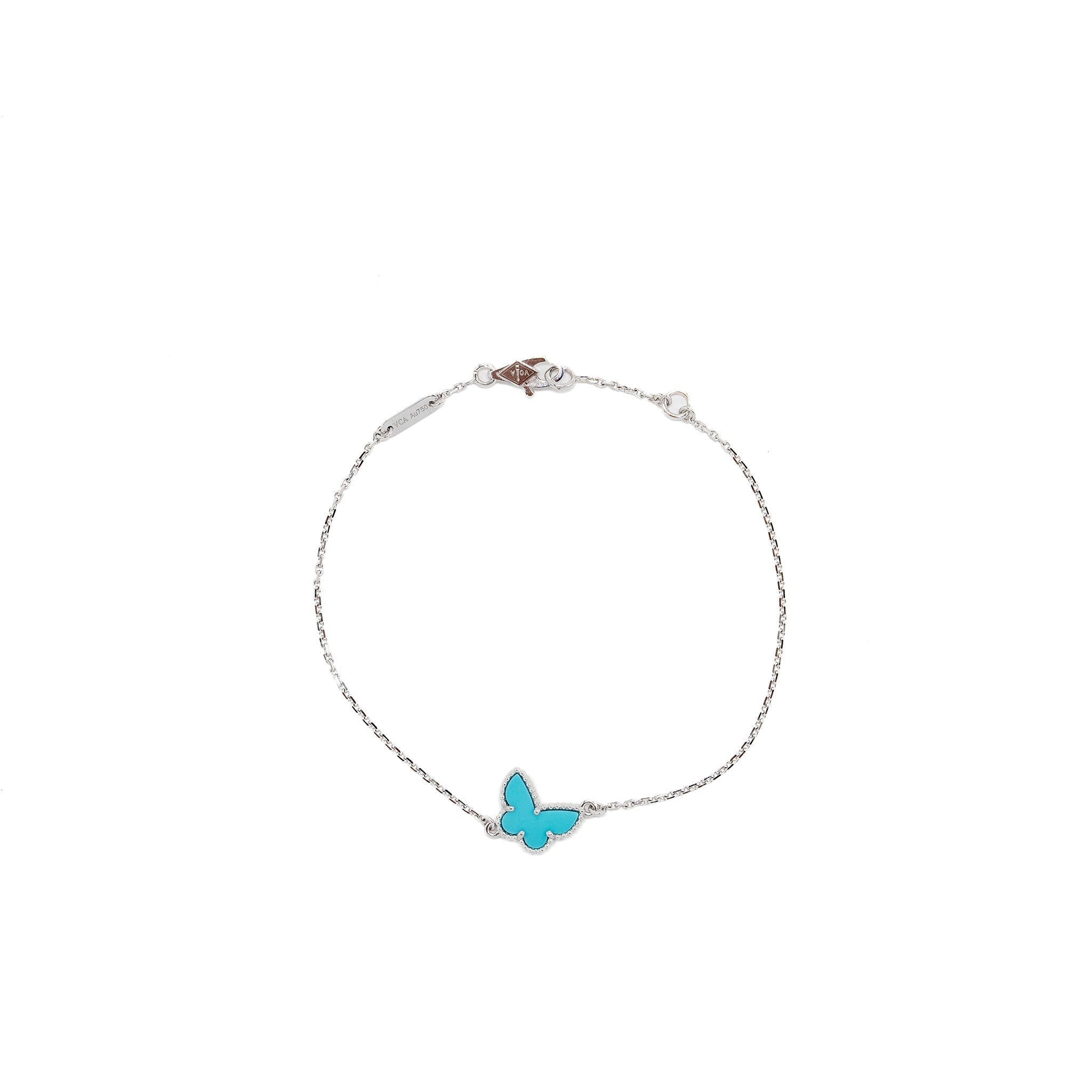 VAN CLEEF & ARPELS SWEET ALHAMBRA BUTTERFLY BRACELET WHITE GOLD, TURQUOISE