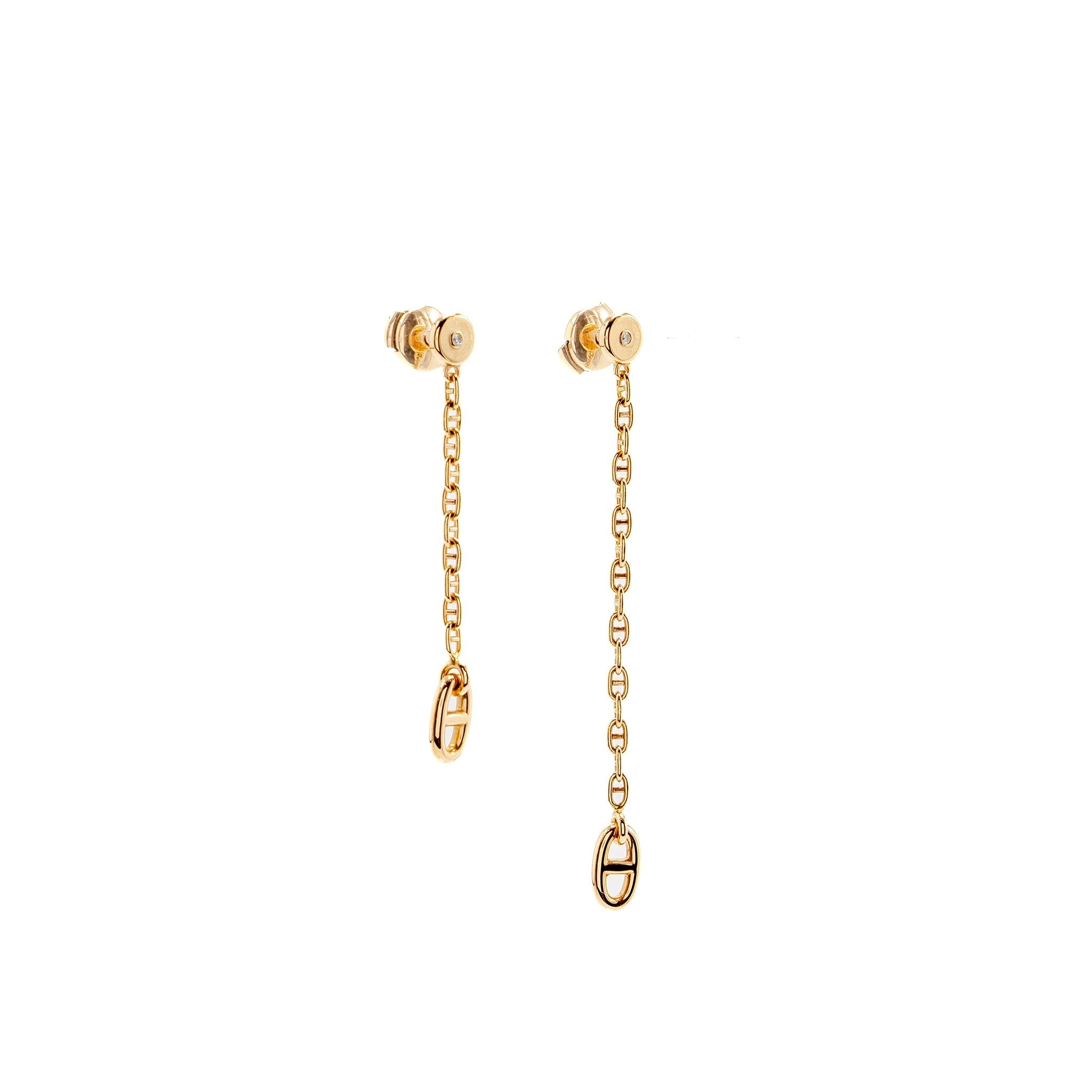 HERMES NEW FARANDOLE EARRINGS ROSE GOLD/ DIAMONDS