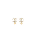 CHANEL CC LOGO HEART EARRINGS CRYSTAL GHW