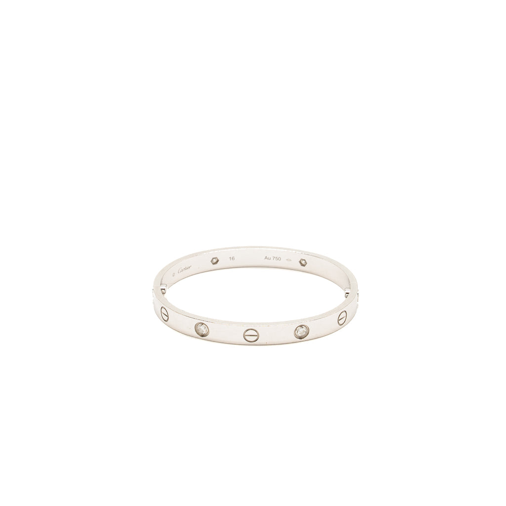 CARTIER LOVE BRACELET WHITE GOLD WITH 4 DIAMONDS