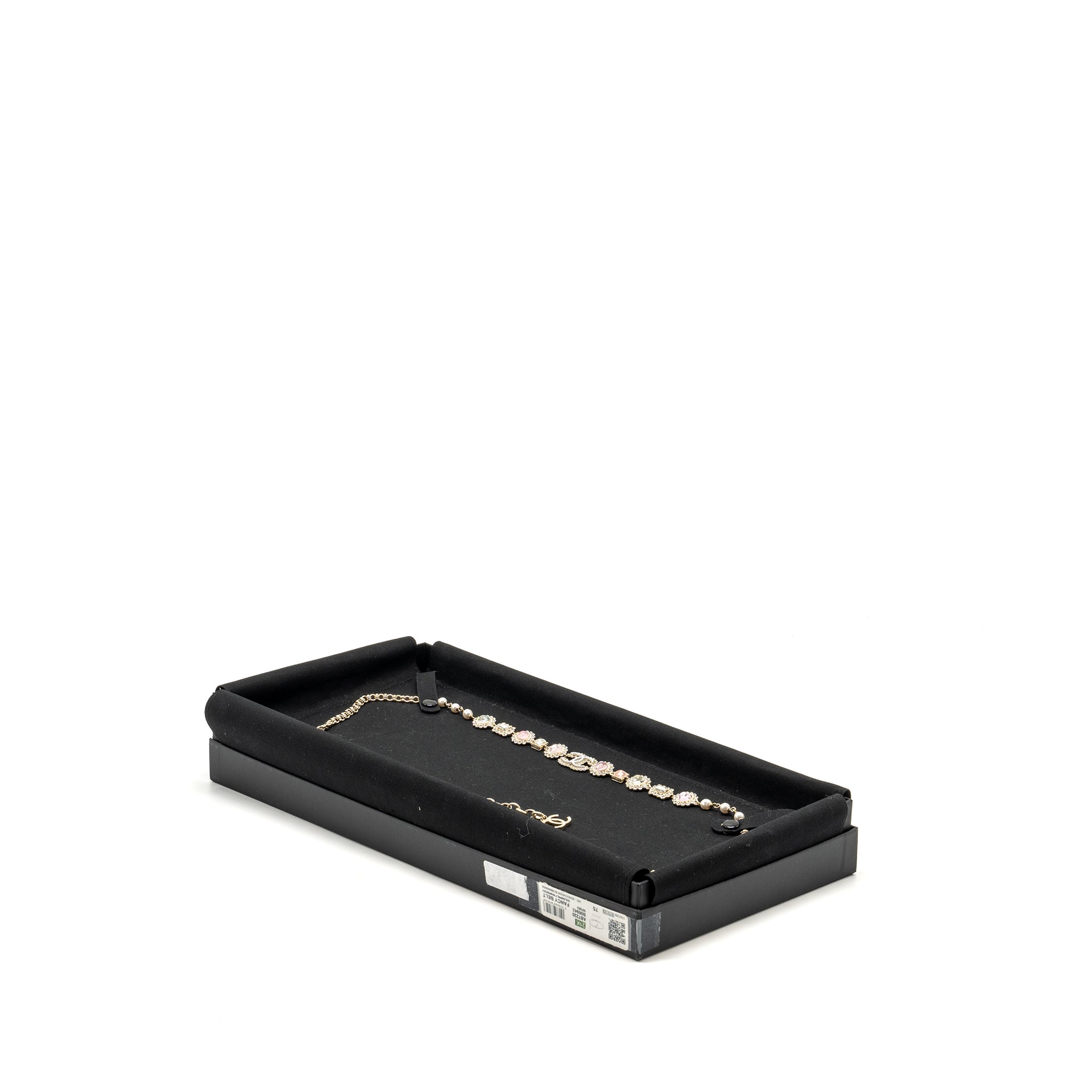 CHANEL 21K CHAIN BELT/FANCY BELT PEARL/CRYSTAL LIGHT GOLD TONE