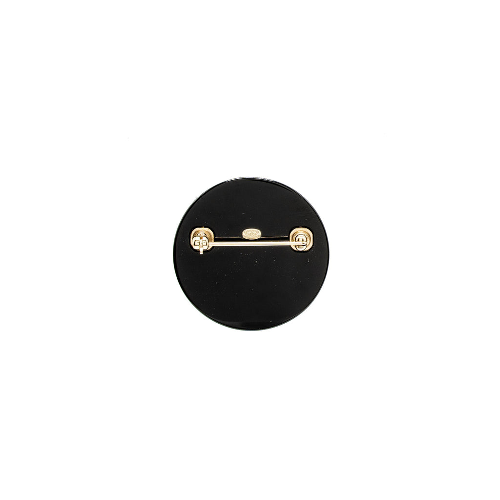 CHANEL ROUND LETTER/CC LOGO BROOCH MULTICOLOUR LIGHT GOLD TONE