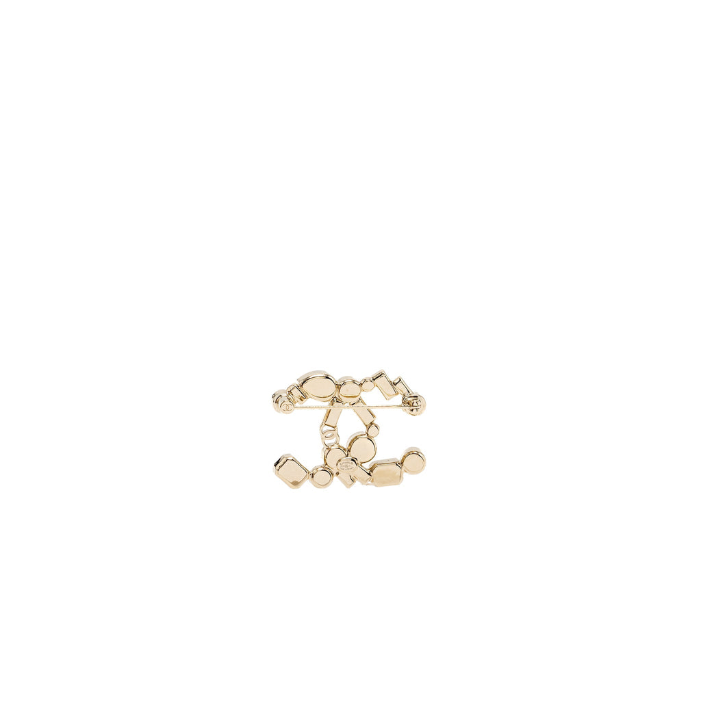 CHANEL CC LOGO BROOCH CRYSTAL/PEARL LGHW