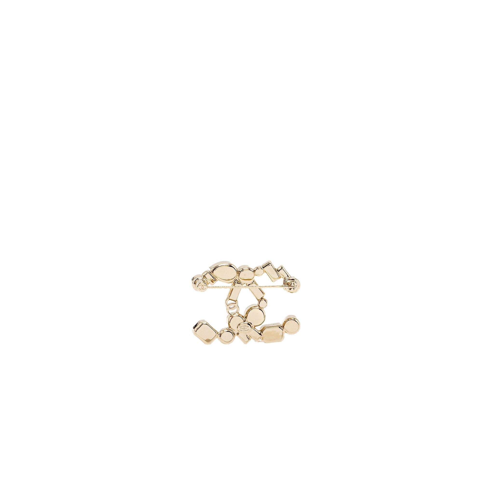 CHANEL CC LOGO BROOCH CRYSTAL/PEARL LGHW