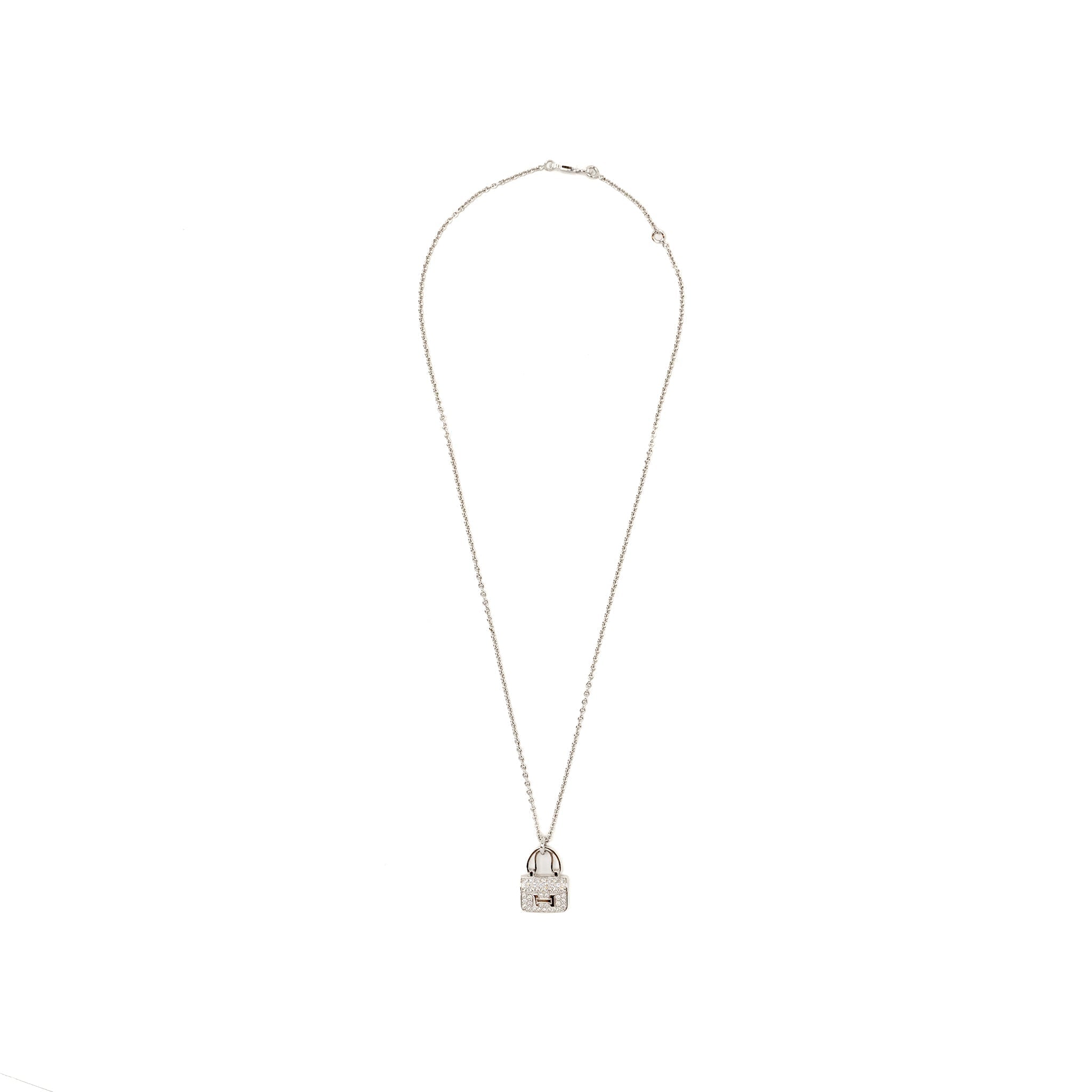 HERMES AMULETTE CONSTANCE PENDANT WHITE GOLD DIAMONDS