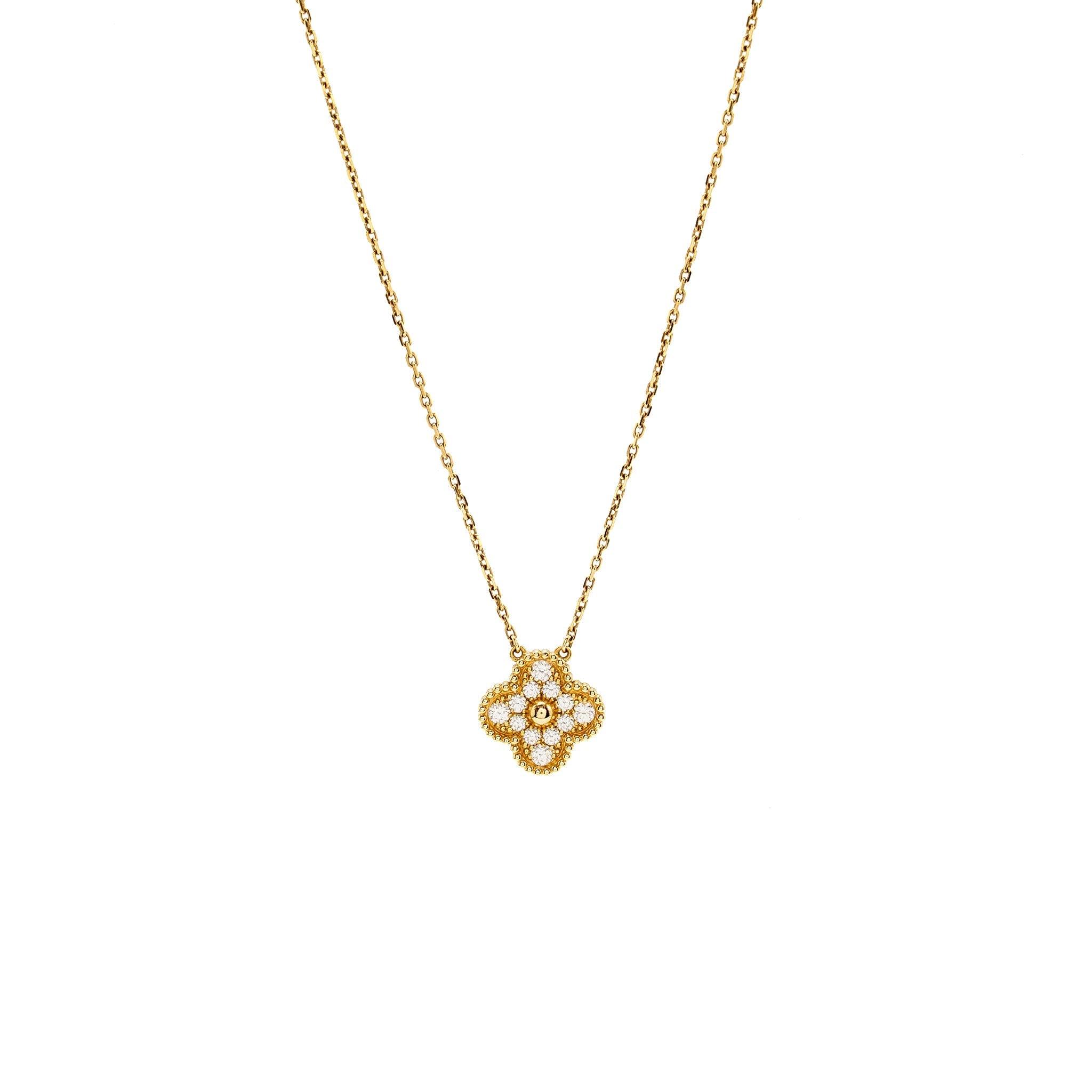 VAN CLEEF AND ARPELS VINTAGEL ALHAMBRA PENDANT 18K YELLOW GOLD DIAMONDS
