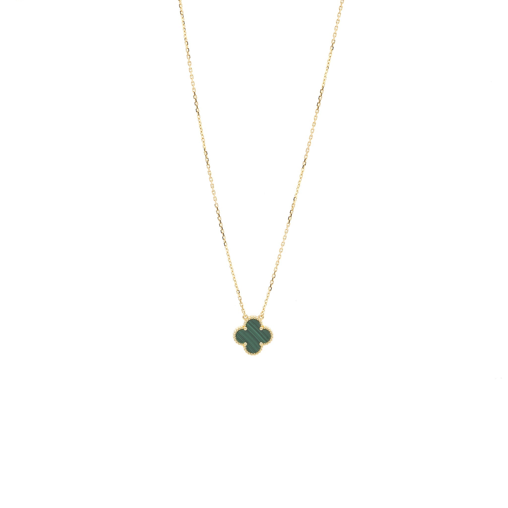 VAN CLEEF & ARPELS VINTAGE ALHAMBRA PENDANT MALACHITE YELLOW GOLD