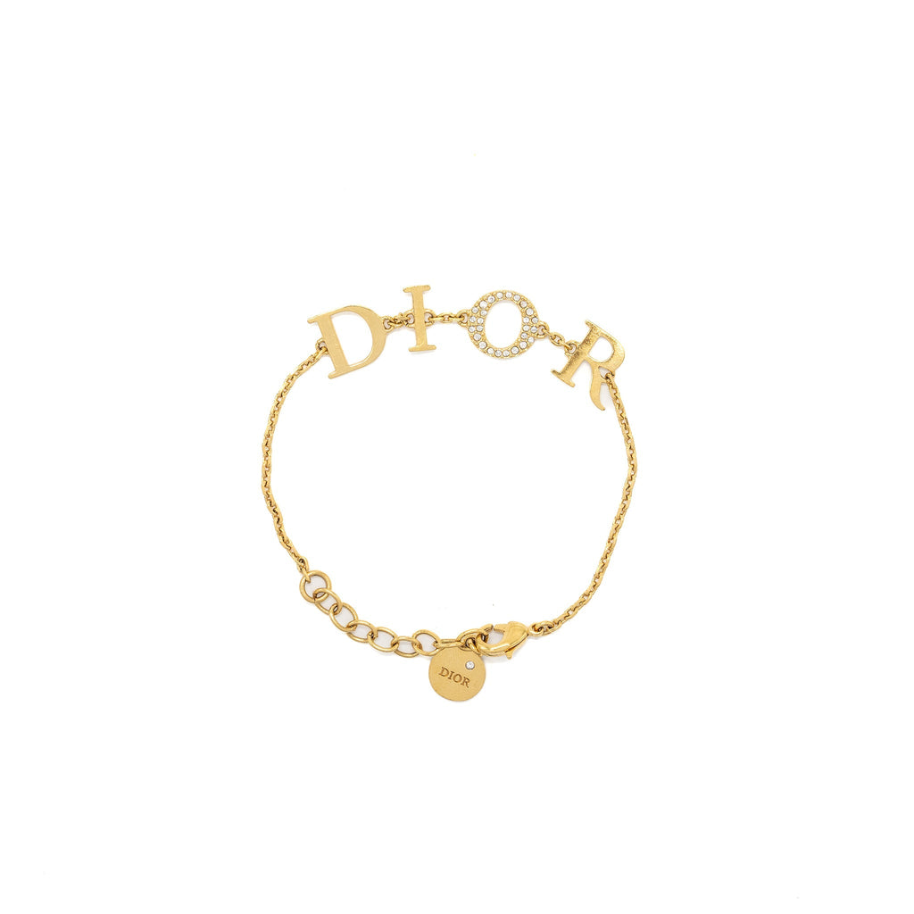 DIOR LETTER BRACELET CRYSTAL GOLD TONE