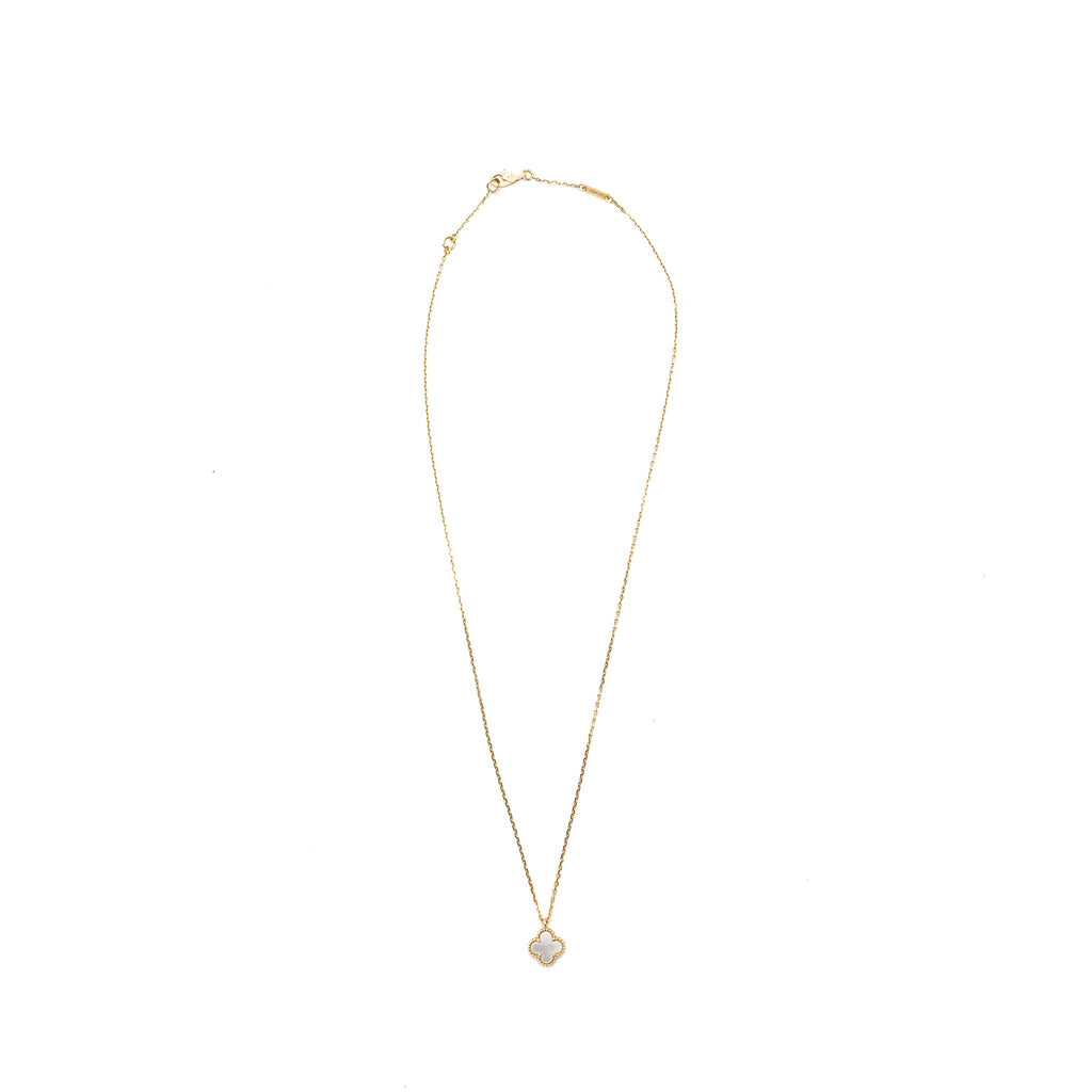 VAN CLEEF & ARPELS SWEET ALHAMBRA PENDANT WHITE MOTHER OF PEARL 18K YELLOW GOLD